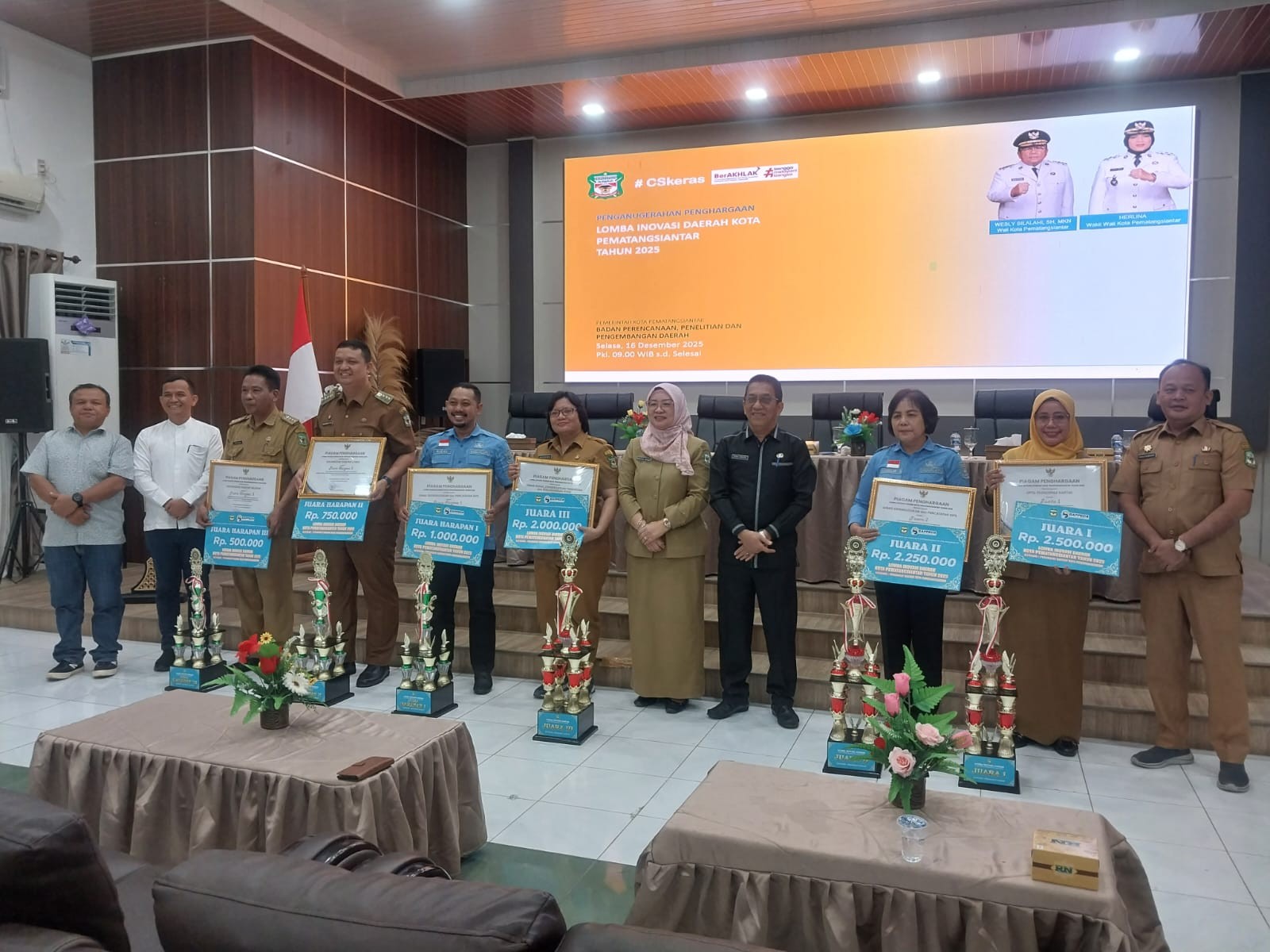 Bappeda Kota Pematangsiantar Gelar Penganugerahan Lomba Inovasi Daerah Tahun 2025